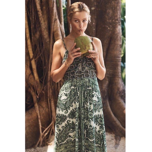 Anthropologie Moulinette Soeurs Green and White Maxi Dress - Picture 3 of 16